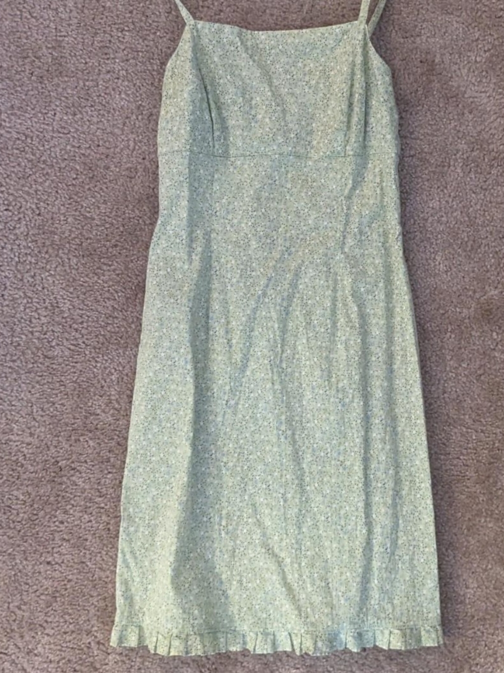 Light Green Floral Spaghetti-Strap Dress